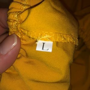 Unknown Dresses - Mustard yellow, off the shoulder, high low dress. Unknown Dresses - Mustard yellow, off the shoulder, high low dress.